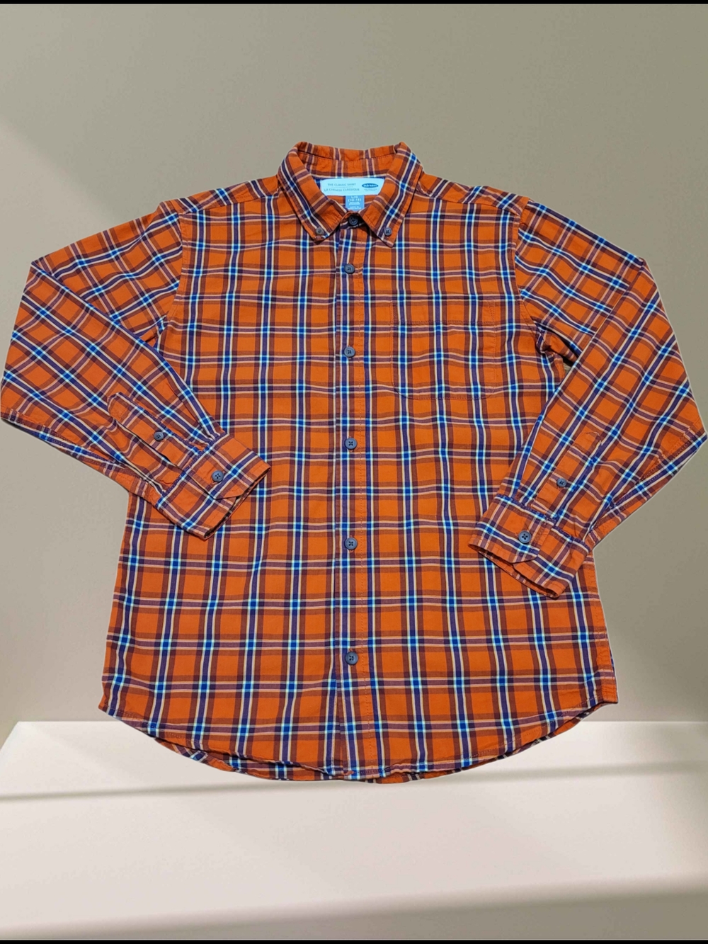 Old Navy Orange and Blue Plaid Button-Down Shirt